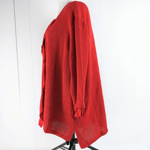 MASAI Cardigan Jacket Red Juna A Shape Satin Ruffle Detail XL NWT - Picture 9 of 13
